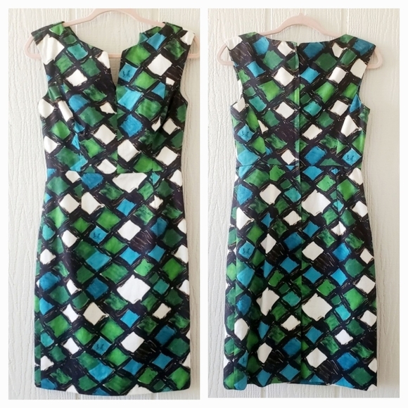 Milly of New York Geometric Block Sleeveless Pencil Sheath Dress sz 4 - Picture 2 of 10